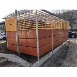 2525 mm x 5800 mm - wiata śmietnikowa MINOS, zadaszenie łukowe HL, wypełnienie CETRIS/LAMELA